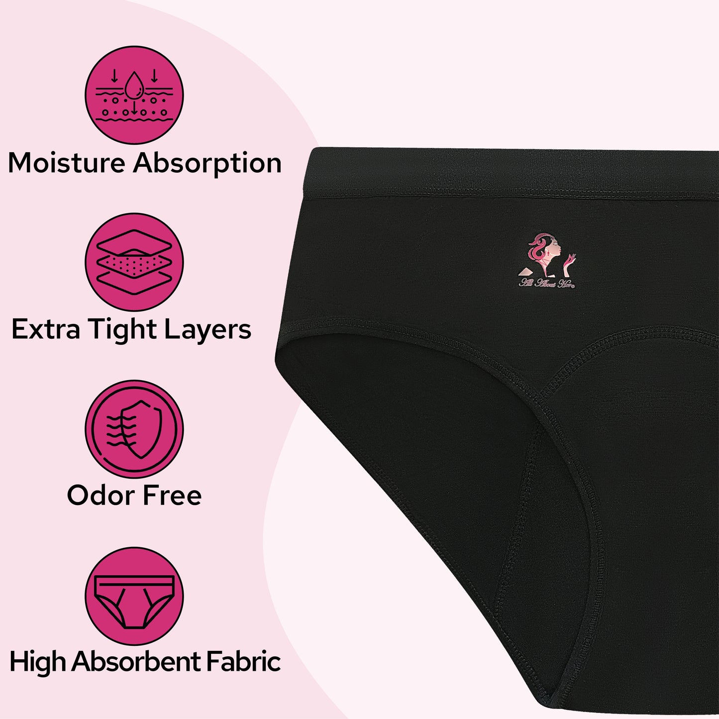 All About Her® Black cotton bamboo underwear for women